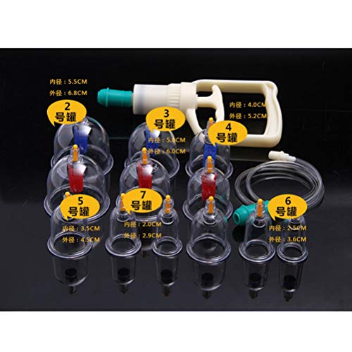 AEAC 12 Juego De Terapia De Ventosas, Juego De Ventosas De Succión Al Vacío con Mango De Bombeo Sin Vidrio con Dispositivo De Ventosas Al Vacío De Tipo De Succión