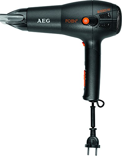 AEG HT 5650 - Secador de pelo profesional iónico, 3 niveles de temperatura, mango abatible con recogecable, 2100 W, color negro