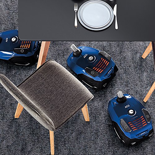 AEG VX6-2-IS-P Aspiradora de Trineo Con Bolsa de Potencia, Ruedas 360º, Filtro Especial Alergias, Radio de acción de 9m, 77dB de Ruido, Cepillos Suelos Duros, Cepillo Parquet,800W, Azul
