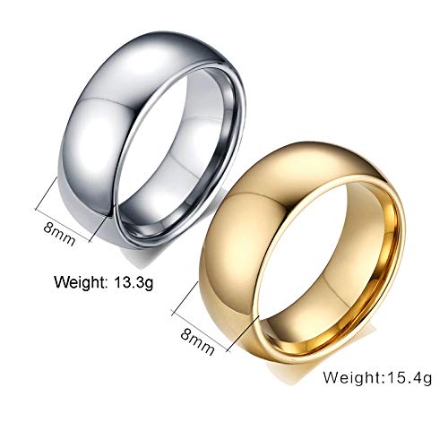 Aeici Anillo para Compromiso Anillos Hombre Tungsteno Anillo de Oro Plateado Ancho 8 Mm Oro Plata Mujer 17 + Hombre 30