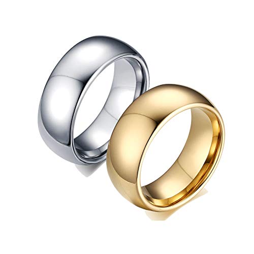 Aeici Anillo para Compromiso Anillos Hombre Tungsteno Anillo de Oro Plateado Ancho 8 Mm Oro Plata Mujer 17 + Hombre 30