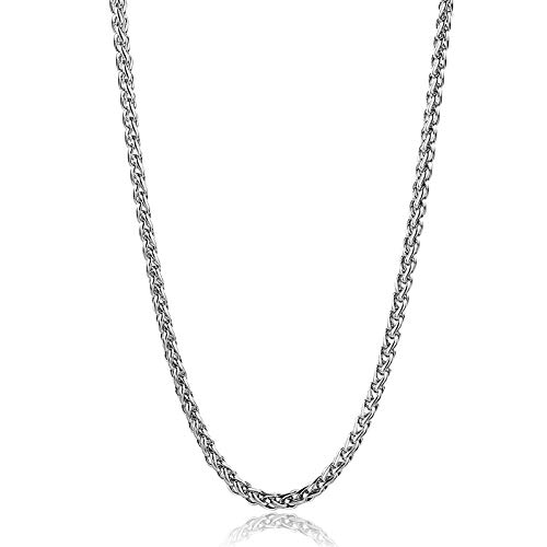 Aeici Collar Mujer Boda Cadena Trigo Collares para Mujer Plata Largo 66 Cm