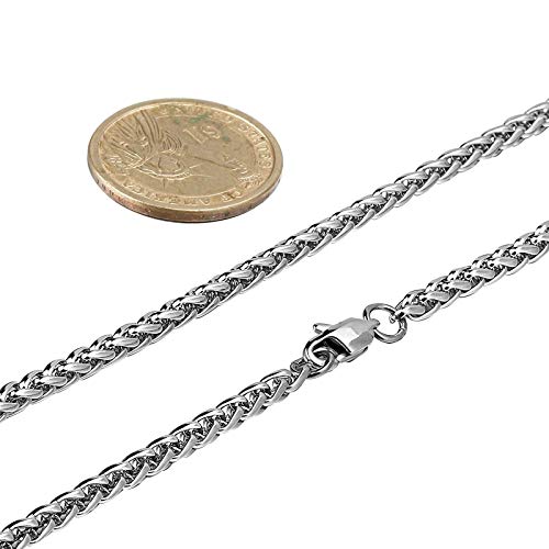 Aeici Collar Mujer Boda Cadena Trigo Collares para Mujer Plata Largo 66 Cm