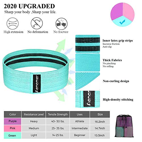 Aenamer Bandas Elasticas Musculacion, Bandas de Resistencia Fitness de Tela 8 Niveles para Hombre Mujer, Bandas de Ejercicios para Yoga Pilates Crossfit Gym Estiramientos Fisioterapia