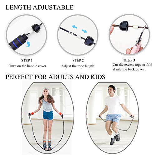 Aenamer Cuerda para Saltar, Cuerda de Salto con Rodamientos de Bolas, Ajustable 3M Profesión Speed Rope para Fitness Crossfit Boxeo Quema Grasa, 2 Paquetes