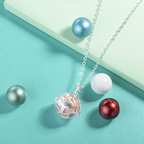 AEONSLOVE Llamador de Angeles Embarazada, Colgantes Mujer Colgante Carillón Música Cadena Flor de la Vida Collar Música Timbre Bell Bola Mujeres Joyas Niñas, Damas, Profesor, Madres y Hermanas