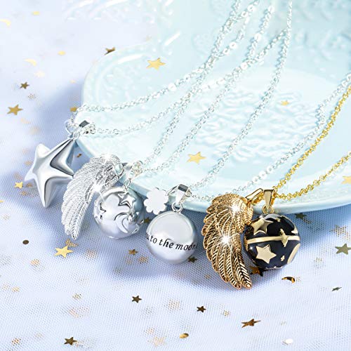 AEONSLOVE Llamador de Angeles Embarazada, Colgantes Mujer Estrellas Carillón Música Cadena Collar Música Timbre Bell Bola Mujeres Joyas Niñas, Damas, Profesor, Madres y Hermanas