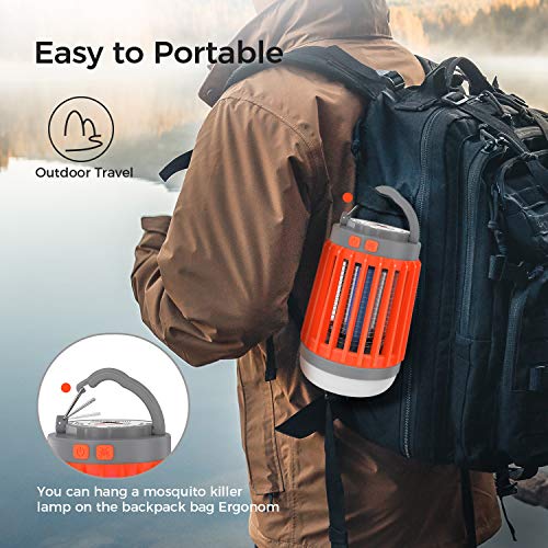 Aerb 3 en 1 Linterna Antimosquitos Eléctrica, lámpara Camping Antimosquitos con 5 Modos de Brillo,USB Recargable y IP67 Impermeable, UV Luz Asesino de Mosquitos, Ideal para Llevar de Camping