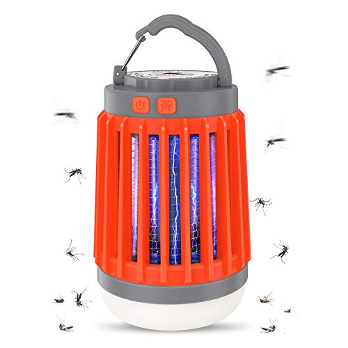 Aerb 3 en 1 Linterna Antimosquitos Eléctrica, lámpara Camping Antimosquitos con 5 Modos de Brillo,USB Recargable y IP67 Impermeable, UV Luz Asesino de Mosquitos, Ideal para Llevar de Camping