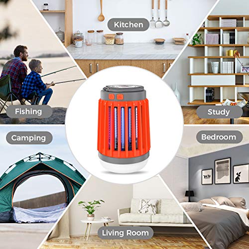 Aerb 3 en 1 Linterna Antimosquitos Eléctrica, lámpara Camping Antimosquitos con 5 Modos de Brillo,USB Recargable y IP67 Impermeable, UV Luz Asesino de Mosquitos, Ideal para Llevar de Camping