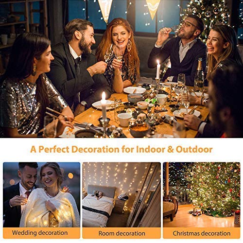 Aerb Guirnalda Luz Exterior Solar, 2 Pack Cadena de Luces 15M 150 LED, Panel Solar de 85X85mm, Impermeable Iluminación Decoración para Árbol en Jardín, Navidad, Fiesta, Patio, Celebración, Casa