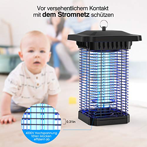 Aerb Lámpara Antimosquitos Eléctrico, LED Mosquito Lámpara Trampa, 18W de Luz UV, 4000V Potencia de Alto Voltaje, Matar Mosquitos, Moscas, Polillas, para hogar