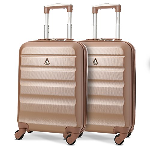 Aerolite 21€/55 cm ABS Cabina de Mano Maleta de Viaje Hardshell (Oro Rosa)