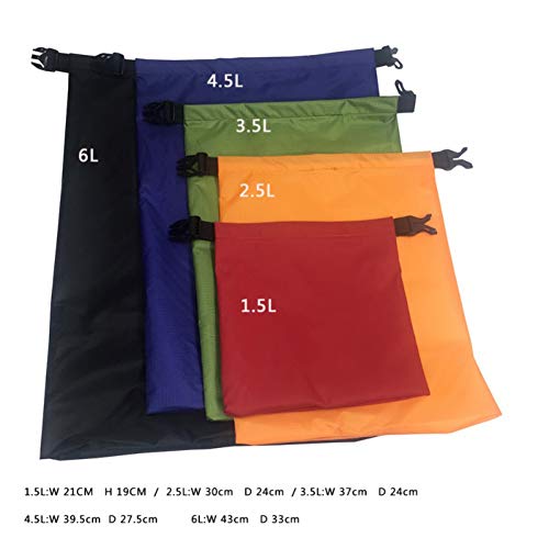 Aesy Bolsa Estanca, Bolsa Impermeable, Bolsas Estancas, Bolsa Estanca Impermeable, Bolsa Seco, Ligero, Ultra Ligero, para Kayak, Senderismo, Viaje, Surf, 5pcs (1.5L / 2.5L / 3.5/4.5L / 6L) (5 Color)