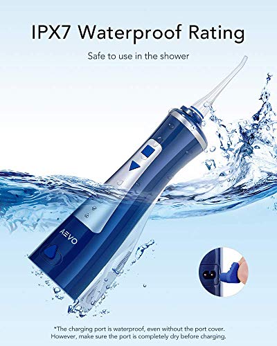 AEVO Irrigador Bucal Inalámbrico, 4 modos, Portátil y Recargable, Resistencia Agua IPX7, Irrigador Dental Tanque Agua Lavable 240ml, para Casa y Viajes, Limpieza Aparatos Ortopédicos/Brackets, Azul