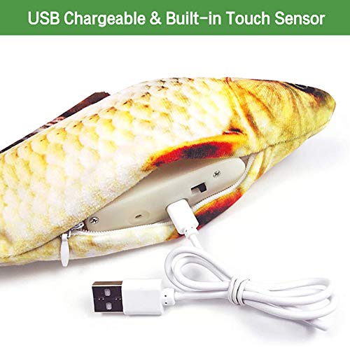 Afaneep Juguete Hierba Gatera, Juguete Gato Pez Interactivo Peluches Pescado Juguete Pez Electrico Automático para Gatos Gatito