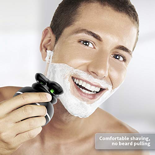 Afeitadora de Cabeza Calva 5 en 1 Cortapelos Rasuradora Maquinilla de Afeitar Afeitadora eléctrica hombre rotativa para uso en Húmedo y Seco Cinco Cabezales Recargable