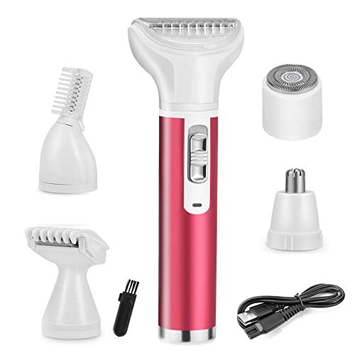 Afeitadora Electrica Mujer, 5 en 1 Depiladora Facial Recortadora Afeitadora Corporal para Cara, Ceja, Pelos de la Nariz, Piernas, Axilas, y la Línea del Bikini