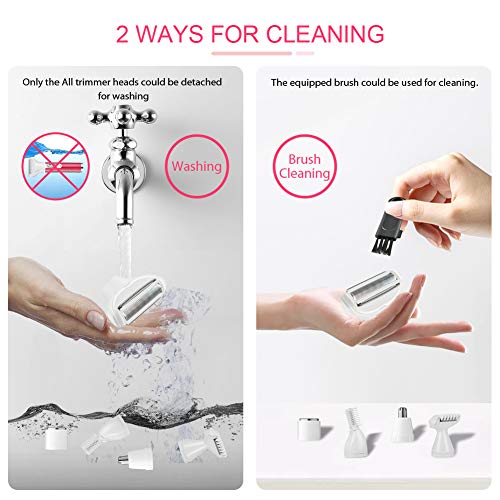 Afeitadora Electrica Mujer, 5 en 1 Depiladora Facial Recortadora Afeitadora Corporal para Cara, Ceja, Pelos de la Nariz, Piernas, Axilas, y la Línea del Bikini