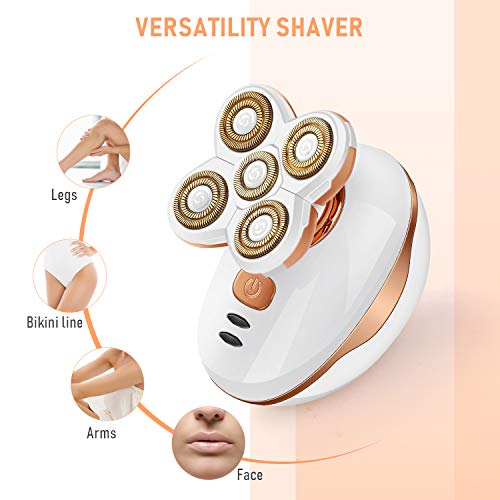 Afeitadora Eléctrica para Mujer - Liberex Removedor de Cabello Femenina, Recortadora Recargable de Precisión con 5 Cabezales Flotantes, Afeitadora Corporal para Brazos Piernas Bikini