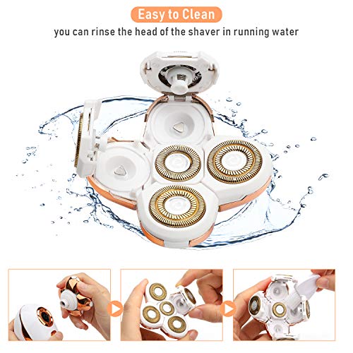 Afeitadora Eléctrica para Mujer - Liberex Removedor de Cabello Femenina, Recortadora Recargable de Precisión con 5 Cabezales Flotantes, Afeitadora Corporal para Brazos Piernas Bikini