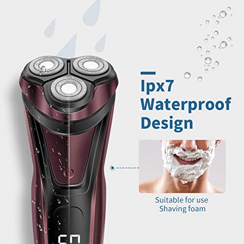 Afeitadora Eléctrica Profesional Hombre Máquina de Afeitar Barba Inteligente 3D Cabezal Giratorio Batería Litio Recargable Inalámbrico ELEHOT