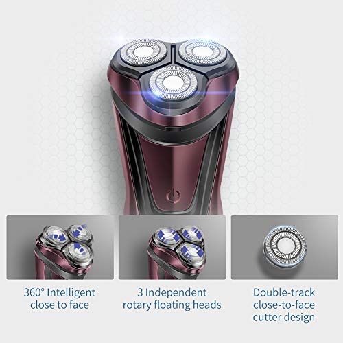 Afeitadora Eléctrica Profesional Hombre Máquina de Afeitar Barba Inteligente 3D Cabezal Giratorio Batería Litio Recargable Inalámbrico ELEHOT