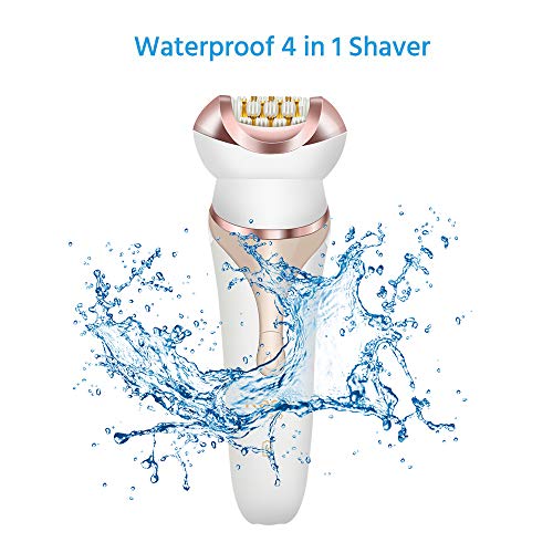 Afeitadora Mujer Depiladora, KEDA Afeitadora Eléctrica para Mujer Femenina Recortadora Conjunto 4 en 1 Maquinilla de afeitar eléctrica Con Cepillo de limpieza facial y Masajeador Para Cara