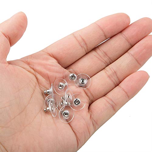 AFUNTA 200 piezas de acero inoxidable pendientes parte trasera y 10 piezas tapones para los oídos con goma y 10 piezas tipo bala tapón de oreja para bricolaje joyería, oro y plata