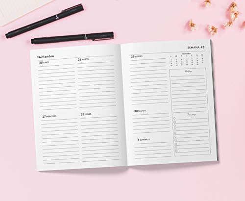 Agenda 2019-2020: 18 meses: Organiza tu día - Agenda semanal - julio 2019 a diciembre 2020 - español - Cheurón rosa