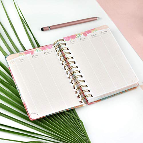 Agenda Académica 2020-2021 Shania- Semana Vista A6- Wireo- Tapa Dura en Tela- Takenote Agendas - Agenda Bilingüe Español- Inglés (A6)