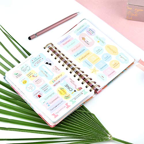 Agenda Académica 2020-2021 Shania- Semana Vista A6- Wireo- Tapa Dura en Tela- Takenote Agendas - Agenda Bilingüe Español- Inglés (A6)