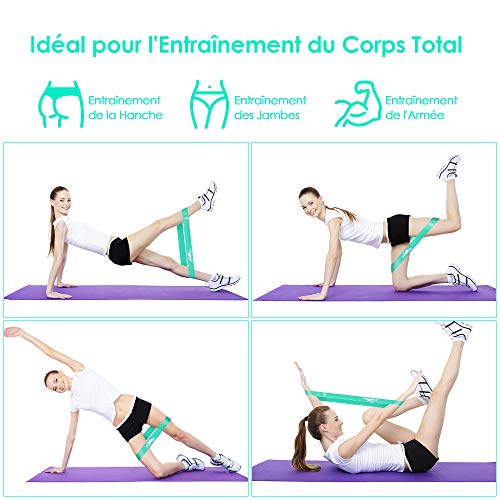 AGM Bandas Elásticas de Fitness, Bandas de Resistencia (Set de 5), Cintas Elásticas de Resistencia Hechas de Látex Natural, Bandas Ejercicio para Yoga, Fitness, Crossfit, Pilates