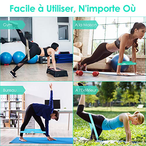 AGM Bandas Elásticas de Fitness, Bandas de Resistencia (Set de 5), Cintas Elásticas de Resistencia Hechas de Látex Natural, Bandas Ejercicio para Yoga, Fitness, Crossfit, Pilates