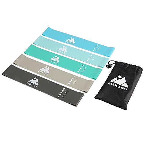 AGM Bandas Elásticas de Fitness, Bandas de Resistencia (Set de 5), Cintas Elásticas de Resistencia Hechas de Látex Natural, Bandas Ejercicio para Yoga, Fitness, Crossfit, Pilates