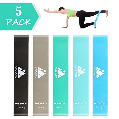 AGM Bandas Elásticas de Fitness, Bandas de Resistencia (Set de 5), Cintas Elásticas de Resistencia Hechas de Látex Natural, Bandas Ejercicio para Yoga, Fitness, Crossfit, Pilates