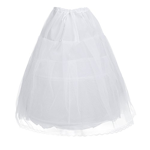 Agoky Enagua Niña Comunion Enagua Aro Enagua para Chicas Disfraz Cancán Rockabilly Boda Cerebración Enaguas Miriñaques Retro Falda Encaje Fiesta Tutú Blanca Blanco One_Size