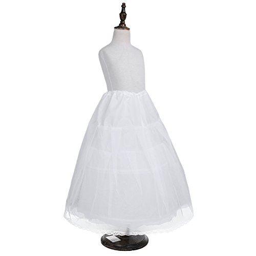 Agoky Enagua Niña Comunion Enagua Aro Enagua para Chicas Disfraz Cancán Rockabilly Boda Cerebración Enaguas Miriñaques Retro Falda Encaje Fiesta Tutú Blanca Blanco One_Size