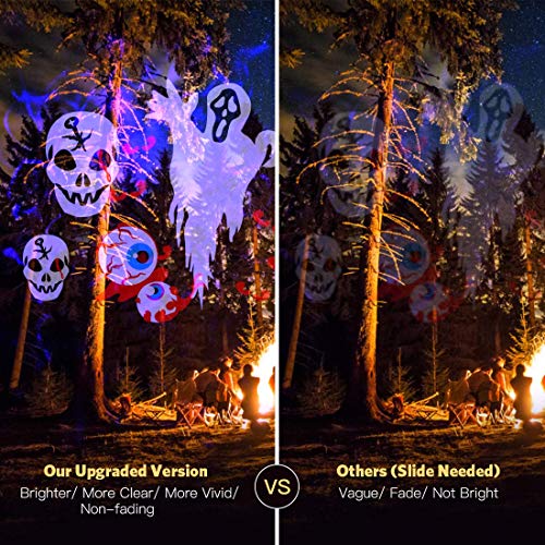 AGPTEK Luces Proyector de Navidad de Halloween, Impermeable Decoración Luz de Proyector con Mando a Distancia, 2 Cabezales, Temporizador para Navidad, Halloween, Festivos, Fiestas