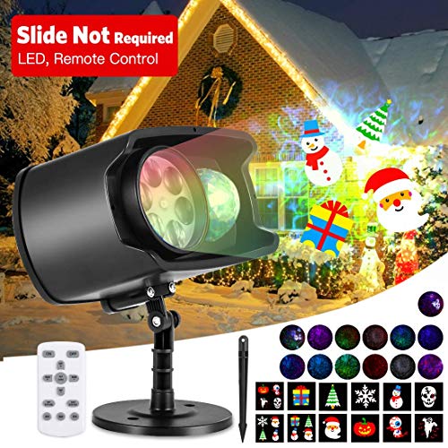 AGPTEK Luces Proyector de Navidad de Halloween, Impermeable Decoración Luz de Proyector con Mando a Distancia, 2 Cabezales, Temporizador para Navidad, Halloween, Festivos, Fiestas