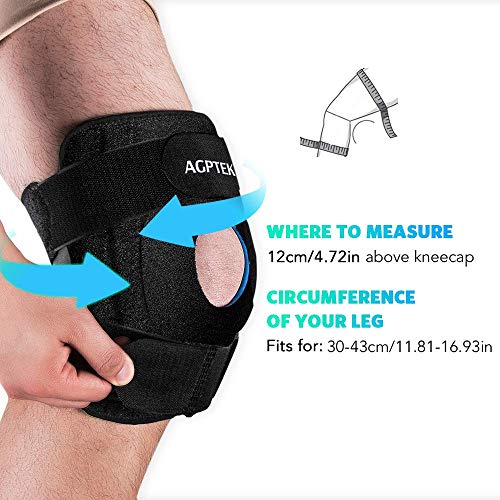 AGPTEK Profesional Rodillera Deportiva para Rótula y Menisco, Protección de Rodilla Ajustable Antideslizante de Neopreno para Correr, Crossfit, Gimnasio, Alivio Dolor