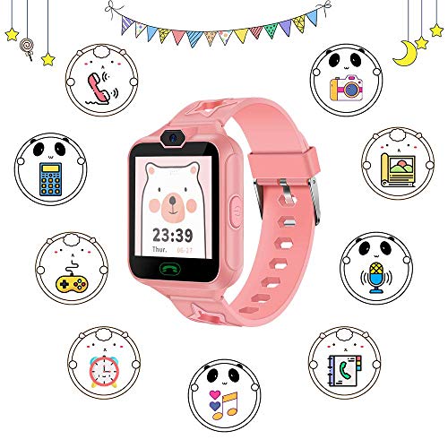 AGPTEK Smartwatch Niños con 8GB SD Tarjeta, Reloj Inteligente para Niños con Hacer Llamada, SOS, Cámara, Música, Juegos y Despertador, Regalo para Niño Niña de 3-12 años, Rosa
