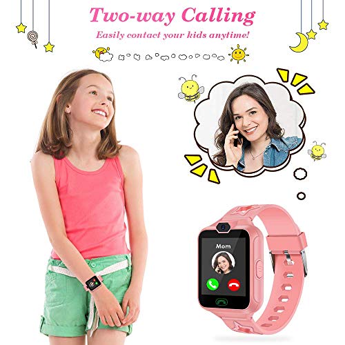 AGPTEK Smartwatch Niños con 8GB SD Tarjeta, Reloj Inteligente para Niños con Hacer Llamada, SOS, Cámara, Música, Juegos y Despertador, Regalo para Niño Niña de 3-12 años, Rosa