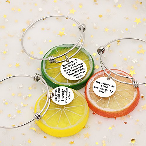 AGR8T - Juego de pulseras colgantes para mejor amiga, joyería para mujer, regalo de aniversario, cumpleaños, acero inoxidable, 3 piezas