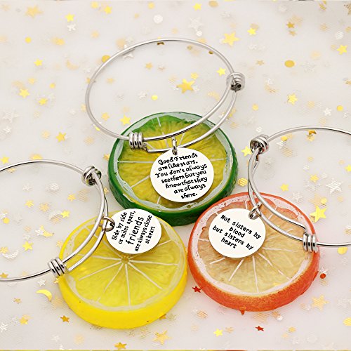 AGR8T - Juego de pulseras colgantes para mejor amiga, joyería para mujer, regalo de aniversario, cumpleaños, acero inoxidable, 3 piezas