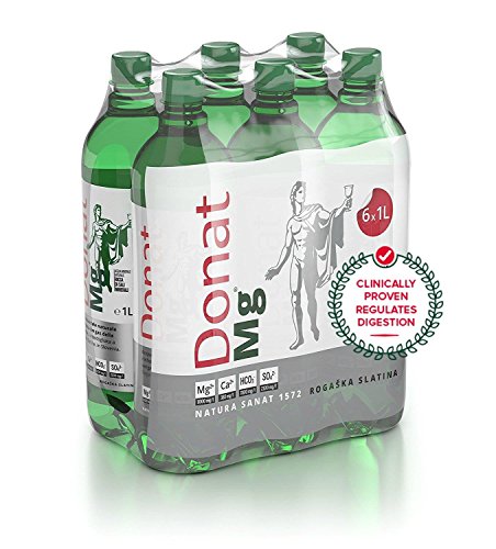 Agua de magnesio natural – 1000 mg de magnesio en 1000 ml ''Donat Mg'' paquete a granel 6x1L