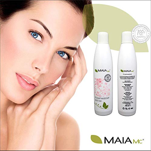 Agua de rosas orgánica 100 % de Maia MC – Vegan – Agua de limpieza facial 250 ml – con vitamina C – sin aditivos – Cosmética natural – contra puntos negros – piel imperfecta – Reducción de poros