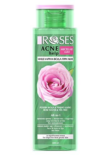 Agua Micelar Anti Acné con rosa y extracto de Árbol de Té para piel propensa a imperfecciones 400 ml