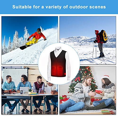 AiBast Chaleco térmico,Chaleco Calefactable Calentador Eléctrico Lavable Ajustable con Cable USB Chaleco Eléctrico de Invierno para hombres y mujeres  No Bateria externa -(XL US)