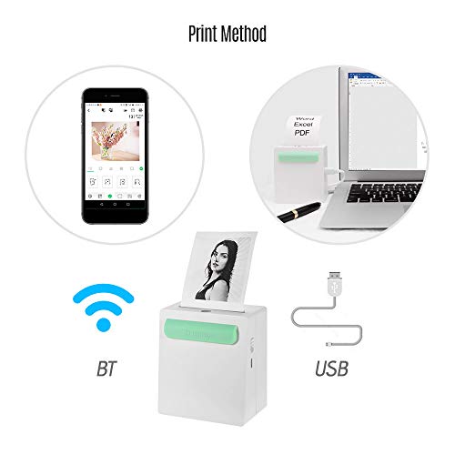 Aibecy PeriPage A8 Mini portátil de bolsillo Inalámbrico BT Impresora térmica Banco de potencia Función de clip Diseño Etiqueta de recibo Memo Etiqueta AR Foto Impresora de imágenes, 203 DPI
